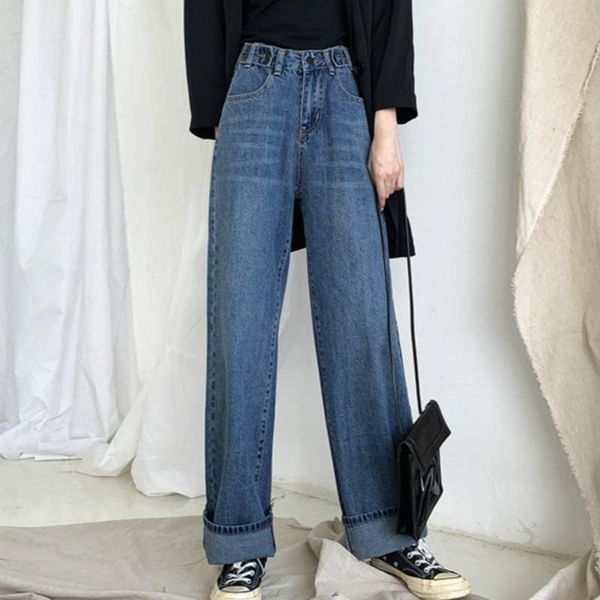 high waist wide leg straight loose long jeans for women tall s  l xl, Blue 
high waist wide leg straight loose long jeans for women tall s  l xl, Blue