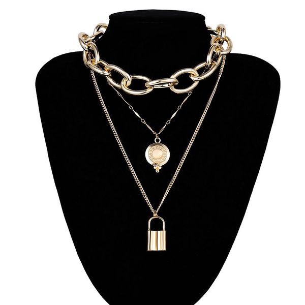 fashion women multilayer locker pendant thick cable chain necklace jewelry gifts, Golden;silver
fashion women multilayer locker pendant thick cable chain necklace jewelry gifts, Golden;silver