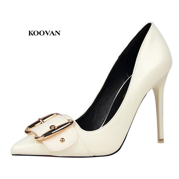 koovan women pumps new buckle simple thin high-heeled pointed patent leather metal belt buckle women's shoes, Black
koovan women pumps new buckle simple thin high-heeled pointed patent leather metal belt buckle women's shoes, Black