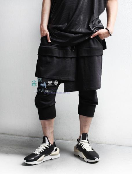 men's pants 2021 clothing hair stylist fashion irregular double deck splicing capri culottes plus size costumes 27-44, Black
men's pants 2021 clothing hair stylist fashion irregular double deck splicing capri culottes plus size costumes 27-44, Black