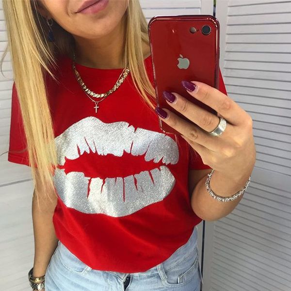 jo kalin new fashion t-shirts for women summer short sleeve red lips tshirt ladies fitness harajuku t shirt women tees, White
jo kalin new fashion t-shirts for women summer short sleeve red lips tshirt ladies fitness harajuku t shirt women tees, White