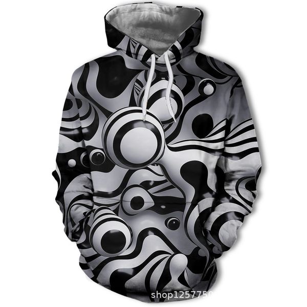 mens designer weird black and white circle 3d digital printing sweater