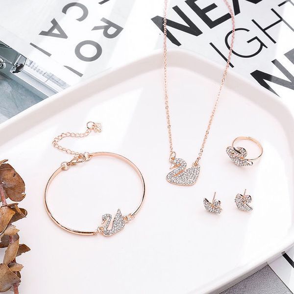 suit accessories crystal black swan short bracelet earrings ring four-piece jewelry set pendant necklaces new sale, Silver
suit accessories crystal black swan short bracelet earrings ring four-piece jewelry set pendant necklaces new sale, Silver
