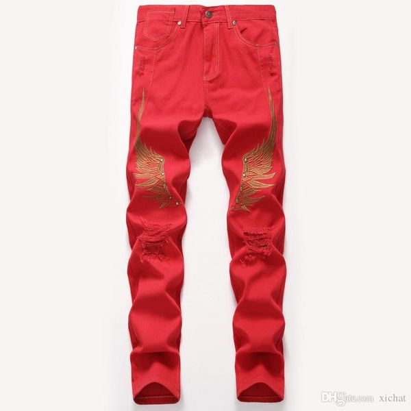 unique mens wing embroidery ripped skinny jeans fashion designer vintage straight leg slim fit motocycle scratched biker denim pants jb8736, Blue
unique mens wing embroidery ripped skinny jeans fashion designer vintage straight leg slim fit motocycle scratched biker denim pants jb8736, Blue