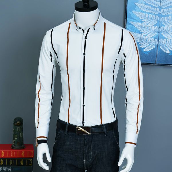 men's casual shirts contrast striped long sleeve dress comfortable soft standard-fit smart button-down office shirt, White;black
men's casual shirts contrast striped long sleeve dress comfortable soft standard-fit smart button-down office shirt, White;black