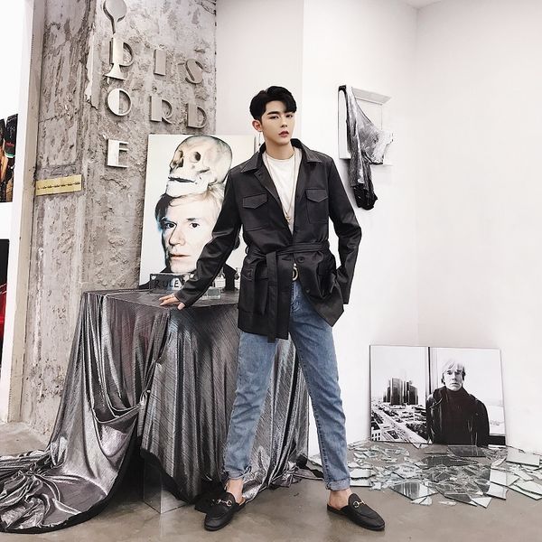 long faux leather jacket men fashion vintage lapel waist turn-down collar spring autumn trench coat men leather jackets, Black
long faux leather jacket men fashion vintage lapel waist turn-down collar spring autumn trench coat men leather jackets, Black