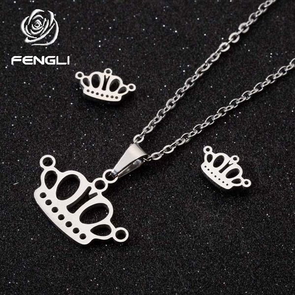 fengli king hollow crown jewelry set for women long chain pendant&necklaces stainless steel tiny stud earring bijoux collares, Silver
fengli king hollow crown jewelry set for women long chain pendant&necklaces stainless steel tiny stud earring bijoux collares, Silver