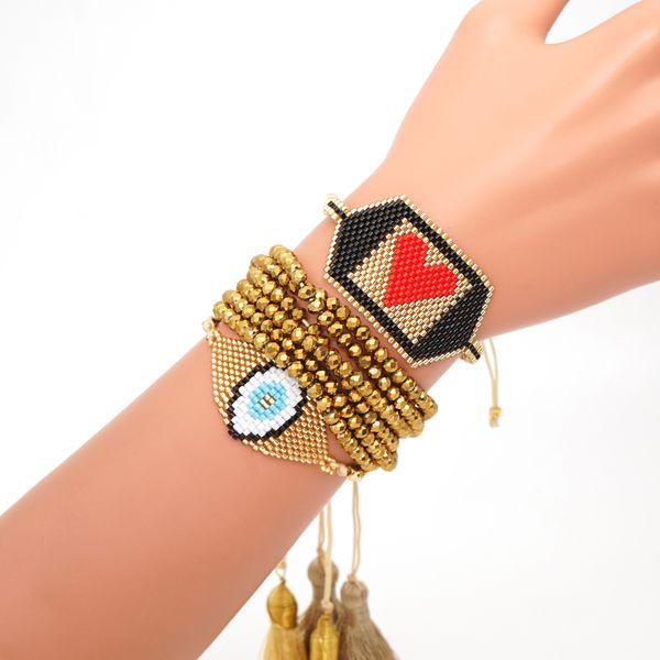 go2boho heart bracelets women evil eye mexican pulseras mujer 2019 miyuki beads bracelet summer tassel crystal jewelry handmade, Golden;silver
go2boho heart bracelets women evil eye mexican pulseras mujer 2019 miyuki beads bracelet summer tassel crystal jewelry handmade, Golden;silver