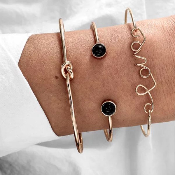 s1091 fashion jewelry vintage bangle bracelet set love knot open circle 3pcs/set bracelets, Black
s1091 fashion jewelry vintage bangle bracelet set love knot open circle 3pcs/set bracelets, Black