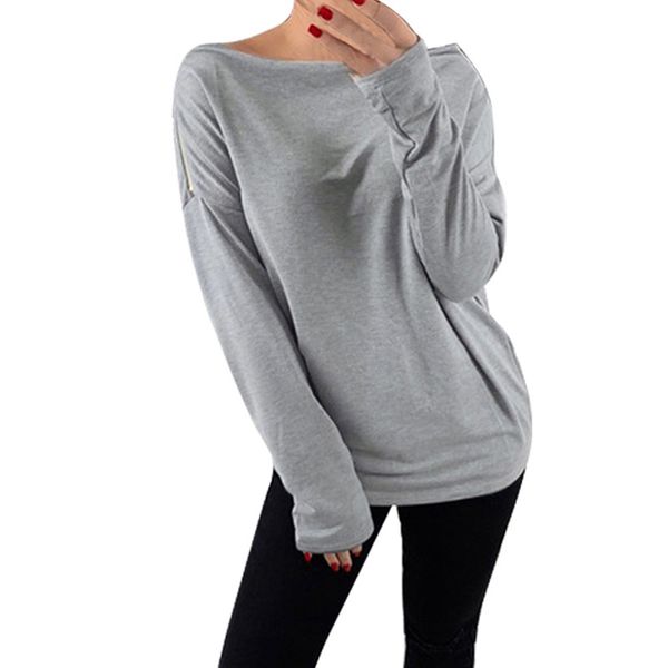 autumn women t shirt solid color long sleeve off shoulder zipper loose casual female t-shirts femme tees sj3860v, White
autumn women t shirt solid color long sleeve off shoulder zipper loose casual female t-shirts femme tees sj3860v, White