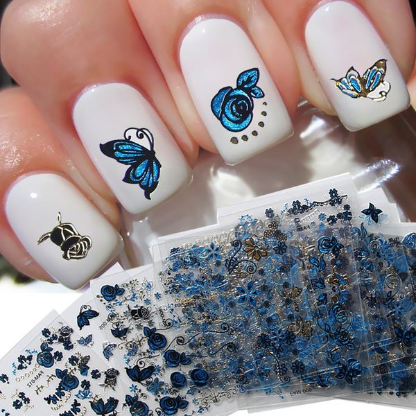 24pcs nail stickers 3d romantic butterfly blue flower pattern decals manicure holographic nail art decoration sticker decor, Silver;gold
24pcs nail stickers 3d romantic butterfly blue flower pattern decals manicure holographic nail art decoration sticker decor, Silver;gold