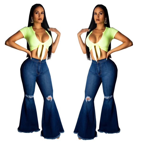 women vintage bell bottoms jeans knee ripped fitted destroyed flare denim pants long loose wide leg trousers, Blue
women vintage bell bottoms jeans knee ripped fitted destroyed flare denim pants long loose wide leg trousers, Blue