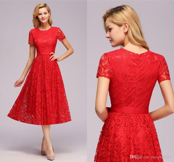 2020 tea length short sleeves evening dresses burgundy full lace sash jewel neck zipper back cocktail party gown designer cps1154, Black;red
2020 tea length short sleeves evening dresses burgundy full lace sash jewel neck zipper back cocktail party gown designer cps1154, Black;red