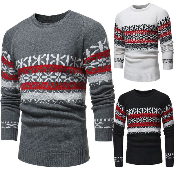 new christmas snowflake men's casual slim round neck knitting pullover sweater, White;black
new christmas snowflake men's casual slim round neck knitting pullover sweater, White;black