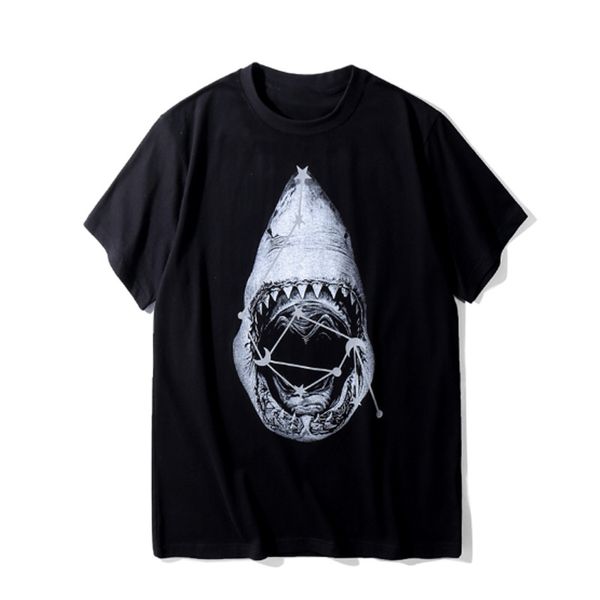 19ss mens t shirt couples fashion casual short sleeve mens shark printing round neck black white tees, White;black
19ss mens t shirt couples fashion casual short sleeve mens shark printing round neck black white tees, White;black