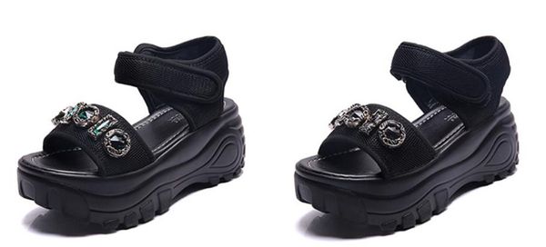 2019 women's sandals in summer with new style slope heel high heel thick bottom waterproof table water drill @49, Black
2019 women's sandals in summer with new style slope heel high heel thick bottom waterproof table water drill @49, Black