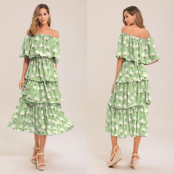 womens designer dress flora printed slash neck summer beach dress fashion womens casual long cake dress, Black;gray
womens designer dress flora printed slash neck summer beach dress fashion womens casual long cake dress, Black;gray