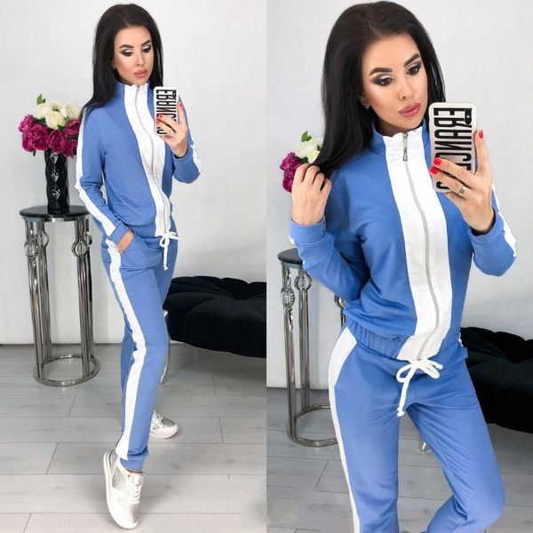 2020 fall women's clothing sports leisure suit 2 piece set zipper tracksuit women's sets, White
2020 fall women's clothing sports leisure suit 2 piece set zipper tracksuit women's sets, White