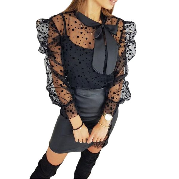 fashion womens and blouses elegant polka dot mesh see through shirt ladies party club office lady clothes streetwear, White
fashion womens and blouses elegant polka dot mesh see through shirt ladies party club office lady clothes streetwear, White