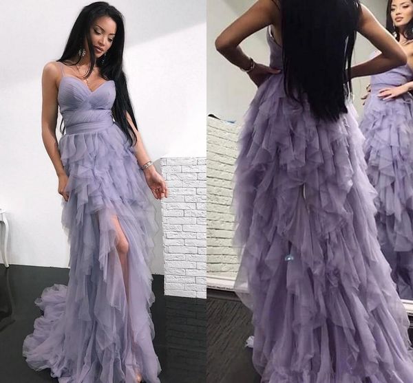 ruffled lavender tull ball gown prom dresses with side split a-line spaghetti sweet 16 dress long formal party dress evening wear, Black
ruffled lavender tull ball gown prom dresses with side split a-line spaghetti sweet 16 dress long formal party dress evening wear, Black