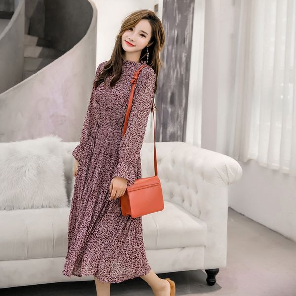 women dress 2019 elegant stand collar floral full sleeve elastic slim waist a-line chiffon dresses casual print beach maxi dress, Black;gray
women dress 2019 elegant stand collar floral full sleeve elastic slim waist a-line chiffon dresses casual print beach maxi dress, Black;gray
