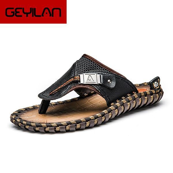 shjipping genuine leather men slippers beach shoes men flip flops 2019 summer flat heels male slides luxury plus size 38-48, Black
shjipping genuine leather men slippers beach shoes men flip flops 2019 summer flat heels male slides luxury plus size 38-48, Black