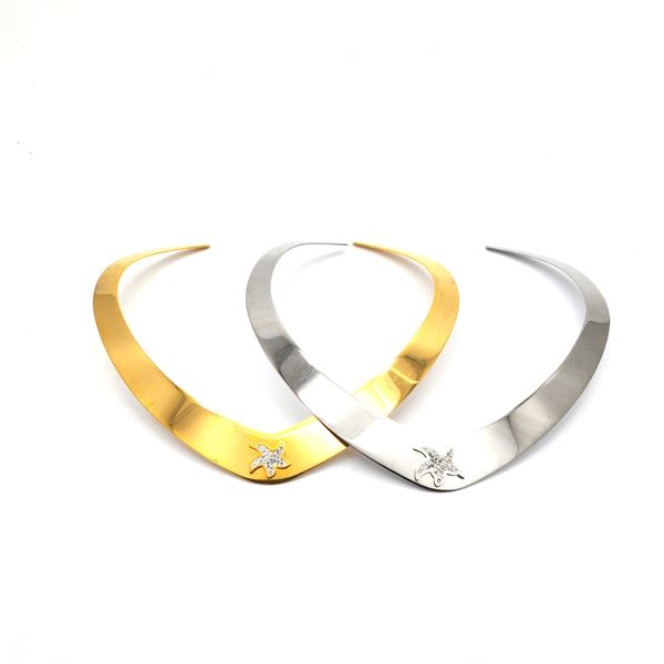 wholesale v shape choker necklace gold&silver color sea star pattern collares jewelry stainless steel torques fine jewelryn04038
wholesale v shape choker necklace gold&silver color sea star pattern collares jewelry stainless steel torques fine jewelryn04038