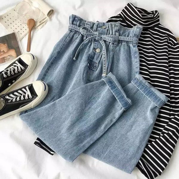 ins trendy women's wide-leg dark blue jeans, korean students' high-waist loose dad pants, fashionable women's black jeans 202
ins trendy women's wide-leg dark blue jeans, korean students' high-waist loose dad pants, fashionable women's black jeans 202