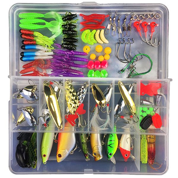 106pcs/set plastic fishing lures kit set with big 2-layer retail box assorted fishing bait kit fishing tackle
106pcs/set plastic fishing lures kit set with big 2-layer retail box assorted fishing bait kit fishing tackle