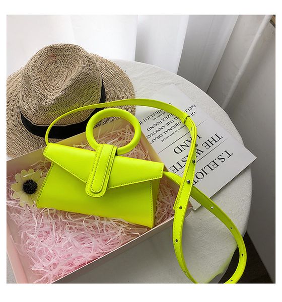 

2019 women shoulder bag neon green yellow party handbags ladies casual flap messenger bag female purse solid mini fashion design