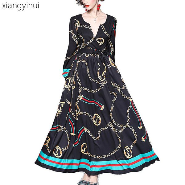 vintage fashion printed long dress women 2018 casual v neck long sleeve runway dress bodycon party vestidos women's clothing y19051001, Black;pink
vintage fashion printed long dress women 2018 casual v neck long sleeve runway dress bodycon party vestidos women's clothing y19051001, Black;pink