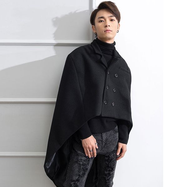 m-4xl suit collar double-breasted swallowtail cloak front short long over knee long winter tide male coat woolen coat shawl, Black
m-4xl suit collar double-breasted swallowtail cloak front short long over knee long winter tide male coat woolen coat shawl, Black