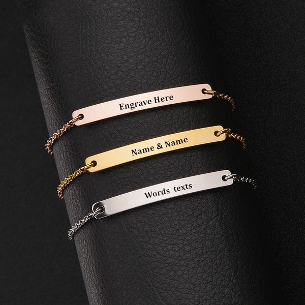 custom name id bar bracelet gold stainless steel initial charm bracelets for women personalize jewelry friends gifts, Golden;silver
custom name id bar bracelet gold stainless steel initial charm bracelets for women personalize jewelry friends gifts, Golden;silver