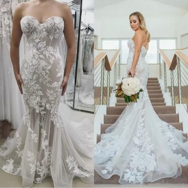 2019 gorgeous mermaid lace wedding dresses sweetheart backless appliqued sleeveless wedding gowns bridal dress vestidos de nnovia, White
2019 gorgeous mermaid lace wedding dresses sweetheart backless appliqued sleeveless wedding gowns bridal dress vestidos de nnovia, White