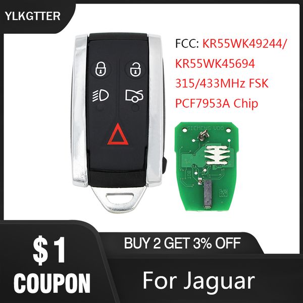 ylkgtter 315/433mhz fsk remote smart car key for xf xj8 xk8 xkr xk with pcf7953a chip fcc: kr55wk49244 & uncut blade
ylkgtter 315/433mhz fsk remote smart car key for xf xj8 xk8 xkr xk with pcf7953a chip fcc: kr55wk49244 & uncut blade