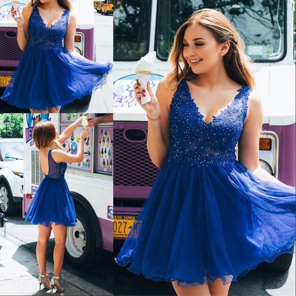 cute v neck open back homecoming dress lace beading royal blue short prom dresses ruched tulle cocktail party gown, Blue;pink
cute v neck open back homecoming dress lace beading royal blue short prom dresses ruched tulle cocktail party gown, Blue;pink