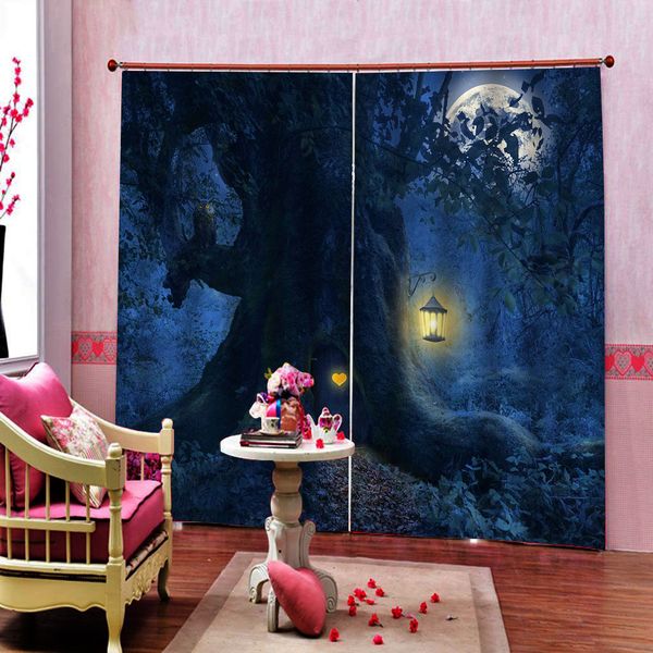 custom blue forest curtains 3d curtains simple and fresh modern thickening blackout curtains