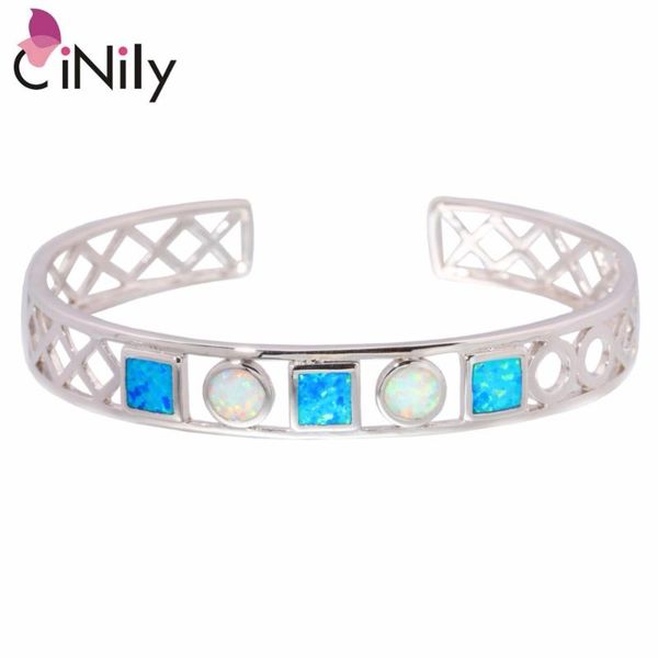 cinily created blue white fire opal silver plated wholesale for women jewelry adjustable bracelet 7 1/8" os616, Black
cinily created blue white fire opal silver plated wholesale for women jewelry adjustable bracelet 7 1/8" os616, Black