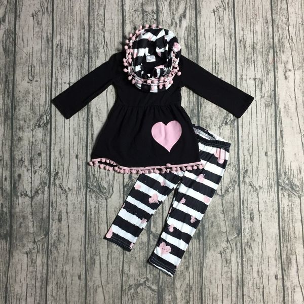 baby 3pcs clothes girls valentine's day boutique clothing sets with scarf girls pink heart with black stripe pants, White
baby 3pcs clothes girls valentine's day boutique clothing sets with scarf girls pink heart with black stripe pants, White