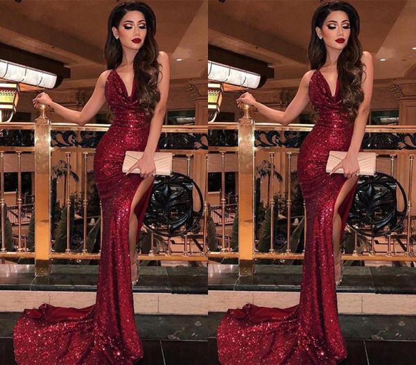 burgundy mermaid sequined evening dresses 2019 v neck split celebrity holiday women wear formal party prom gowns custom made plus size, Black;red
burgundy mermaid sequined evening dresses 2019 v neck split celebrity holiday women wear formal party prom gowns custom made plus size, Black;red