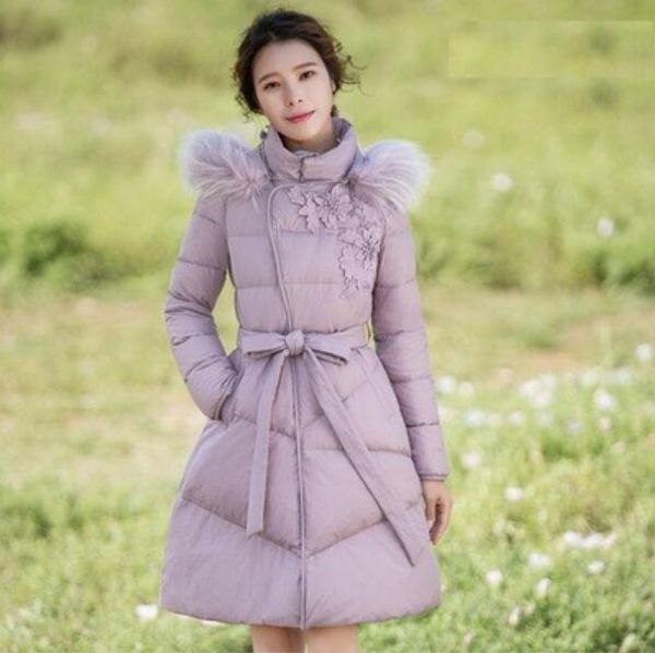 2019 s-3xl winter adjust waist coat woman solid long feather down padded girls ladies floral lace embroidery overcoats, Black
2019 s-3xl winter adjust waist coat woman solid long feather down padded girls ladies floral lace embroidery overcoats, Black