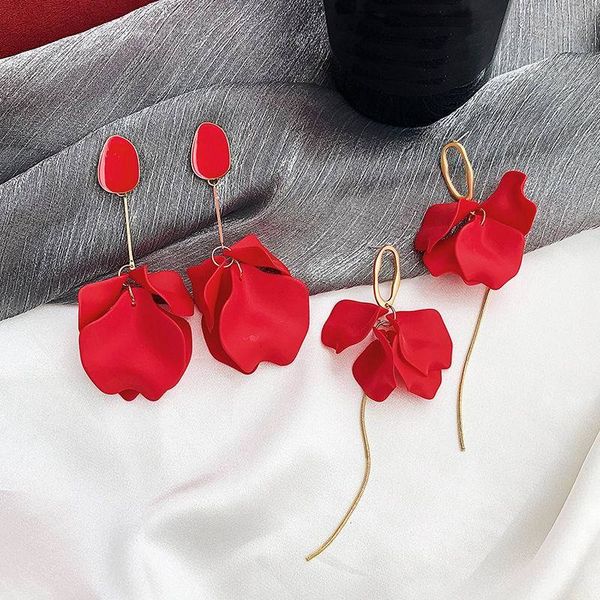 women red earrings 2019 new statement flower petal pendientes long design, Golden
women red earrings 2019 new statement flower petal pendientes long design, Golden
