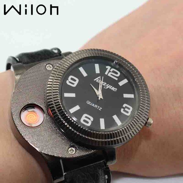 lighter watch for men casual quartz watches flameless cigarette lighter electronic watch fashion usb rechargeable f669, Slivery;brown
lighter watch for men casual quartz watches flameless cigarette lighter electronic watch fashion usb rechargeable f669, Slivery;brown