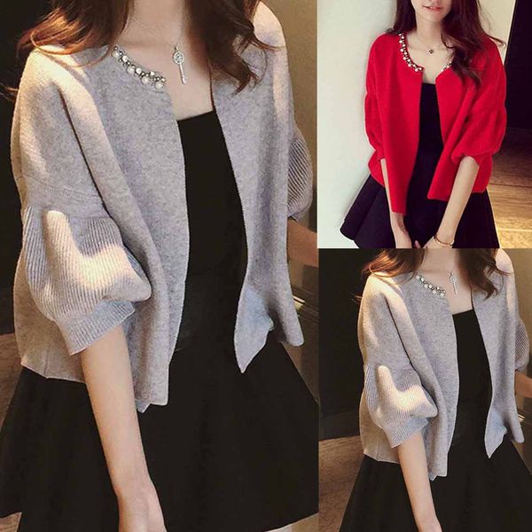 coat female autumn cotton jacket women's beaded word collar sweater lantern sleeve knit cardigan casual jacket cashmere coat, Black
coat female autumn cotton jacket women's beaded word collar sweater lantern sleeve knit cardigan casual jacket cashmere coat, Black