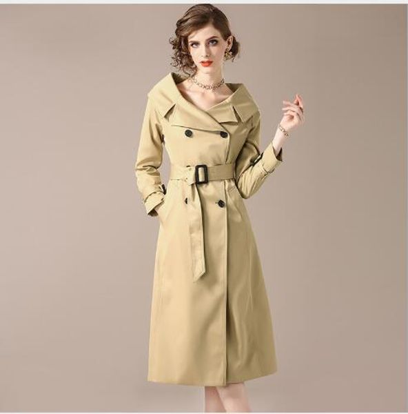 women trench coat 2018 new autumn long section turn down collar trench female outwear fashion slim fit long sleeve solid coat, Tan;black
women trench coat 2018 new autumn long section turn down collar trench female outwear fashion slim fit long sleeve solid coat, Tan;black