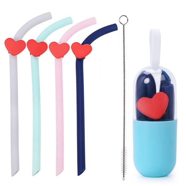 red love silicone curved straws easy clean collapsible reusable drinking straws with cleaning brush foldable office travel straw
red love silicone curved straws easy clean collapsible reusable drinking straws with cleaning brush foldable office travel straw