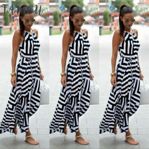 us womens boho floral summer beach striped printed long dress evening party dress, Black;gray
us womens boho floral summer beach striped printed long dress evening party dress, Black;gray