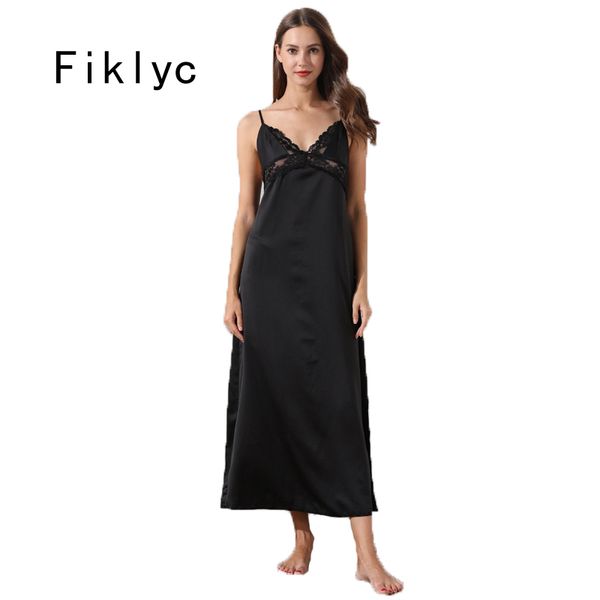 fiklyc underwear women's satin & lace patchwork long nightgowns nightdress fashion luxury hollow out backless nightwear hot, Black;red
fiklyc underwear women's satin & lace patchwork long nightgowns nightdress fashion luxury hollow out backless nightwear hot, Black;red