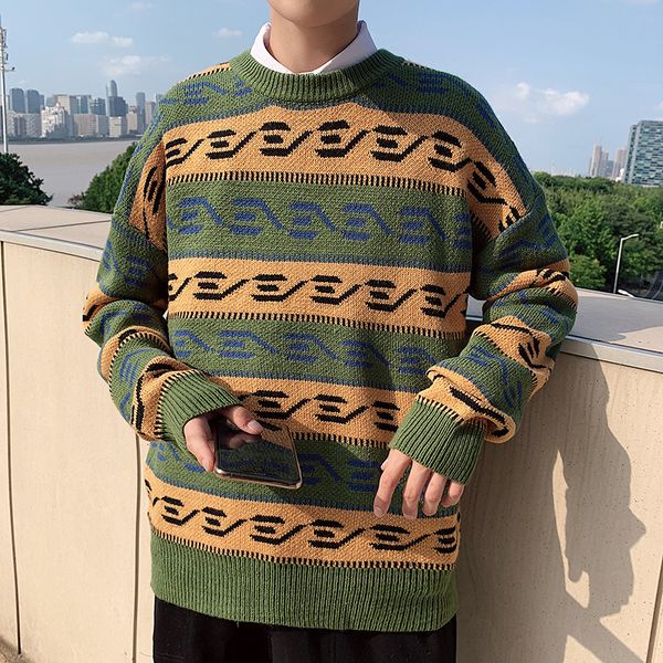 uyuk2019 autumn winter new loose casual port style fashion pattern decorative round-neck men's sweater masculina hombre, White;black
uyuk2019 autumn winter new loose casual port style fashion pattern decorative round-neck men's sweater masculina hombre, White;black