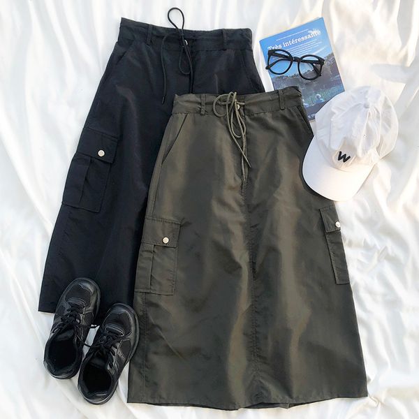 vintage fashion pulling skirt women casual harajuku green black with pocket long skirt female safari style loose bottoms
vintage fashion pulling skirt women casual harajuku green black with pocket long skirt female safari style loose bottoms